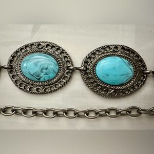 Turquoise and Silver chain belt